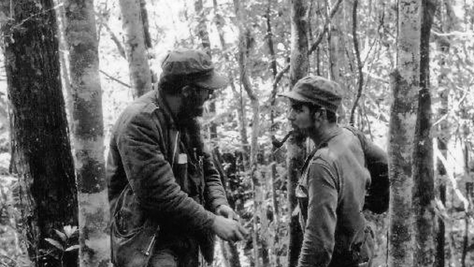 (FILE) A file picture dated 08 October 1957 shows Cuban leader Fidel Castro (L) conversing with Argentina born legendary figure of the Cuban Revolution, Ernesto 'Che' Guevara (R), in the woods of the Sierra Maestra, Cuba. According to a Cuban state TV broadcast, Cuban former President Fidel Castro has died at the age of 90 on 25 November 2016.  EPA/STR B/W ONLY