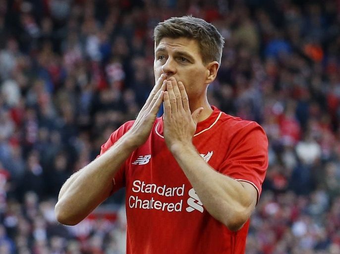 Football - Liverpool v Crystal Palace - Barclays Premier League - Anfield - 16/5/15 Liverpool's Steven Gerrard as he walks on the pitch after his final game at Anfield Action Images via Reuters / Carl Recine Livepic EDITORIAL USE ONLY. No use with unauthorized audio, video, data, fixture lists, club/league logos or "live" services. Online in-match use limited to 45 images, no video emulation. No use in betting, games or single club/league/player publications. Please contact your account representative for further details.