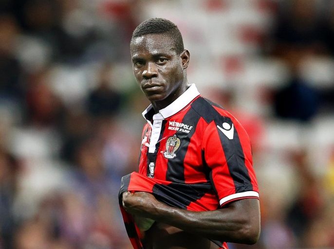 Mario Balotelli of Nice reacts during the French Ligue 1 soccer match between OGC Nice and AS Monaco in Nice, France, 21 September 2016.