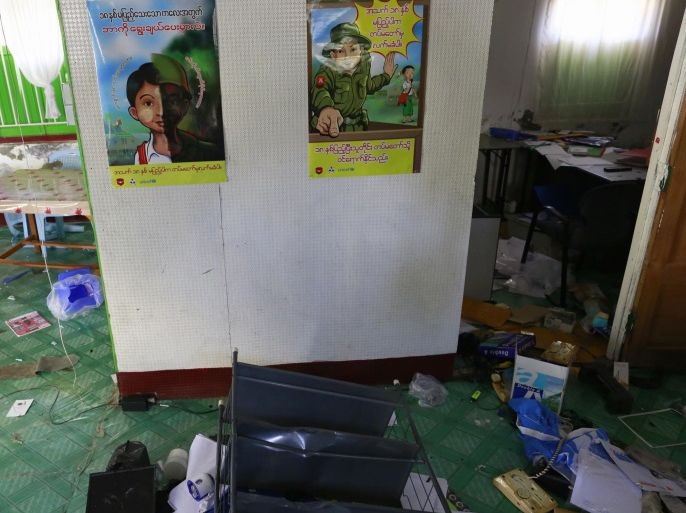 An interior view of the United Nations Children's Fund (UNICEF) office that was damaged during the recent violence is seen in Sittwe, March 28, 2014. Protesters in Myanmar's Rakhine State opposed to a census attacked offices and houses used by international aid groups after reports a European staff member from one group had removed a Buddhist flag used as a symbol to boycott the operation, witnesses said. The violence broke out late on Wednesday and continued into Thu