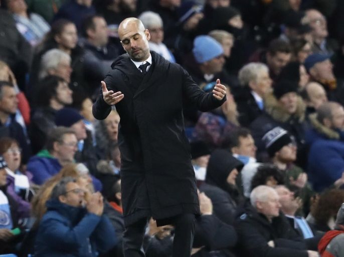 Britain Football Soccer - Manchester City v Middlesbrough - Premier League - Etihad Stadium - 5/11/16 Manchester City manager Pep Guardiola looks dejected Action Images via Reuters / Carl Recine Livepic EDITORIAL USE ONLY. No use with unauthorized audio, video, data, fixture lists, club/league logos or "live" services. Online in-match use limited to 45 images, no video emulation. No use in betting, games or single club/league/player publications. Please contact your account representative for further details.