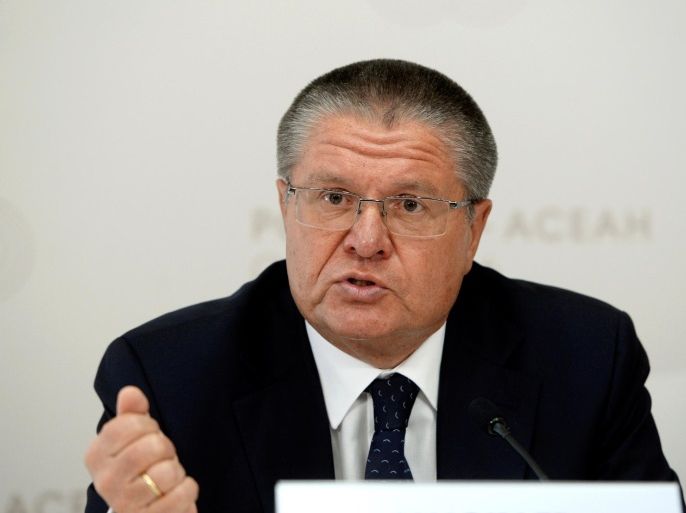 Russian Economy Minister Alexei Ulyukayev speaks during a news briefing at the Russia-ASEAN summit in Sochi, Russia, May 20, 2016. Host photo agency via Reuters/File Photo ATTENTION EDITORS - THIS IMAGE WAS PROVIDED BY A THIRD PARTY. EDITORIAL USE ONLY. NO RESALES. NO ARCHIVES.
