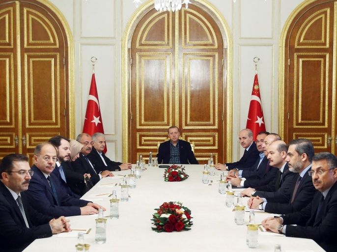 Turkish President Tayyip Erdogan chairs a security meeting at his office in Istanbul, Turkey, December 11, 2016. Kayhan Ozer/Presidential Palace/Handout via REUTERS ATTENTION EDITORS - THIS PICTURE WAS PROVIDED BY A THIRD PARTY. FOR EDITORIAL USE ONLY. NO RESALES. NO ARCHIVE.