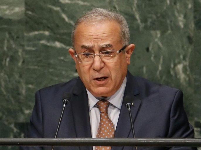 Algerian Foreign Minister Ramtane Lamamra addresses attendees during the 70th session of the United Nations General Assembly at the U.N. Headquarters in New York, October 1, 2015. REUTERS/Mike Segar