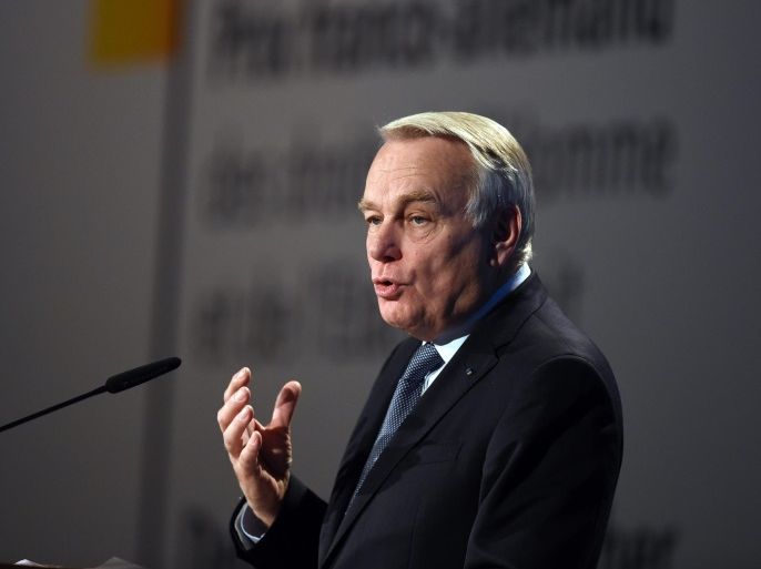 French Foreign Minister Jean-Marc Ayrault speaks at the French-German Friendship award ceremony in Berlin, Germany, 01 December 2016.