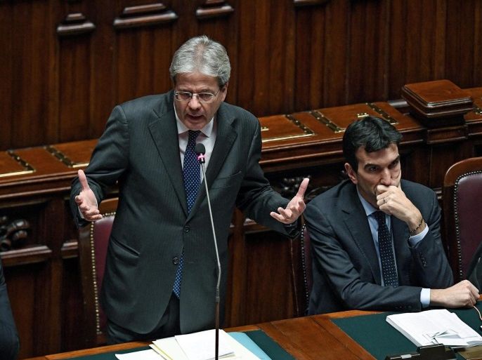Italian Prime Minister Paolo Gentiloni delivers a speech to the Lower House in Rome, Italy, 13 December 2016. Italian lower house is expected to cast its confidence vote on Gentiloni's government later on 13 December.