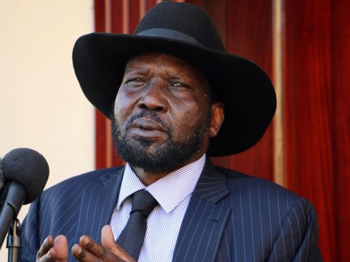 South Sudan President Salva Kiir addresses members of the media after taking a tour around the capital Juba, South Sudan, October 12, 2016. Picture taken October 12, 2016. REUTERS/Jok Solomon FOR EDITORIAL USE ONLY. NO RESALES. NO ARCHIVES.