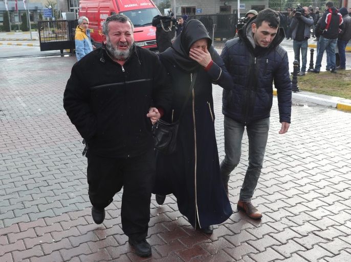 Relatives of victims arrive in front of the forensic medicine institute where people gathered to mourn after a gun attack on Reina, a popular night club in Istanbul near by the Bosphorus, in Istanbul, Turkey, early morning 01 January 2017. At least 39 people were killed and 65 others were wounded in the attack, local media reported.