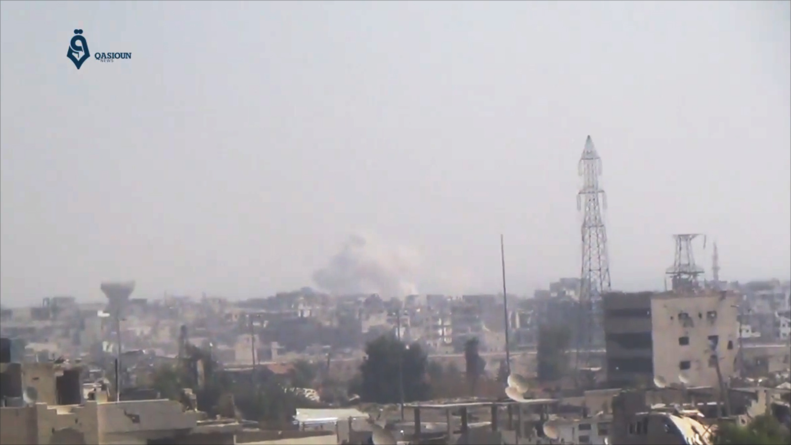 قصف سابق لطيران النظام الحربي على بلدة عربين بريف دمشق (ناشطون)
