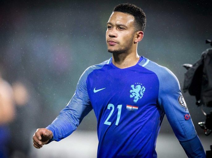 Dutch’s Memphis Depay (man of the match) leaves the field after winning the 2018 FIFA World Cup European qualifying soccer match between Luxembourg and The Netherlands at Josy Barthel stadium in Luxembourg, 13 November 2016.