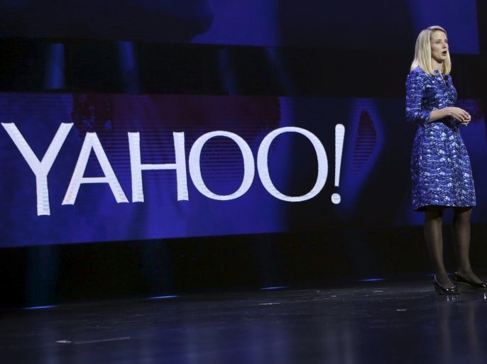 Yahoo CEO Marissa Mayer delivers her keynote address at the annual Consumer Electronics Show (CES) in Las Vegas, Nevada in this January 7, 2014, file photo. REUTERS/Robert Galbraith/Files GLOBAL BUSINESS WEEK AHEAD PACKAGE - SEARCH 'BUSINESS WEEK AHEAD APRIL 18' FOR ALL IMAGES