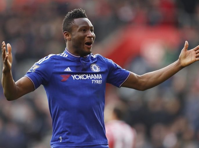 Football Soccer - Southampton v Chelsea - Barclays Premier League - St Mary's Stadium - 27/2/16 Chelsea's John Obi Mikel celebrates Action Images via Reuters / John Sibley Livepic EDITORIAL USE ONLY. No use with unauthorized audio, video, data, fixture lists, club/league logos or "live" services. Online in-match use limited to 45 images, no video emulation. No use in betting, games or single club/league/player publications. Please contact your account representative for further details.