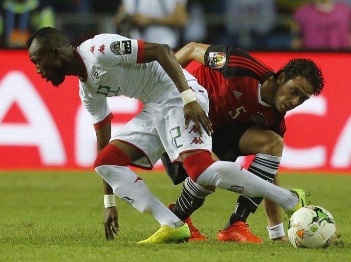 Football Soccer - African Cup of Nations - Semi Finals - Burkina Faso v Egypt- Stade de l'Amitie - Libreville, Gabon - 1/2/17 Burkina Faso's Ibrahim Toure in action with Egypt's Ibrahim Salah Reuters / Amr Abdallah Dalsh Livepic