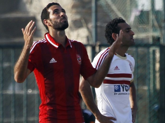 Al-Ahly's Aboutrika celebrates after scoring against Zamalek during their CAF Champions League soccer...