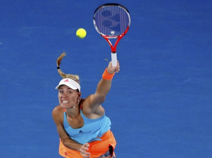 Tennis - Australian Open - Melbourne Park, Melbourne, Australia - 22/1/17 Germany's Angelique Kerber serves during her Women's singles fourth round match against Coco Vandeweghe of the U.S. .REUTERS/Jason Reed