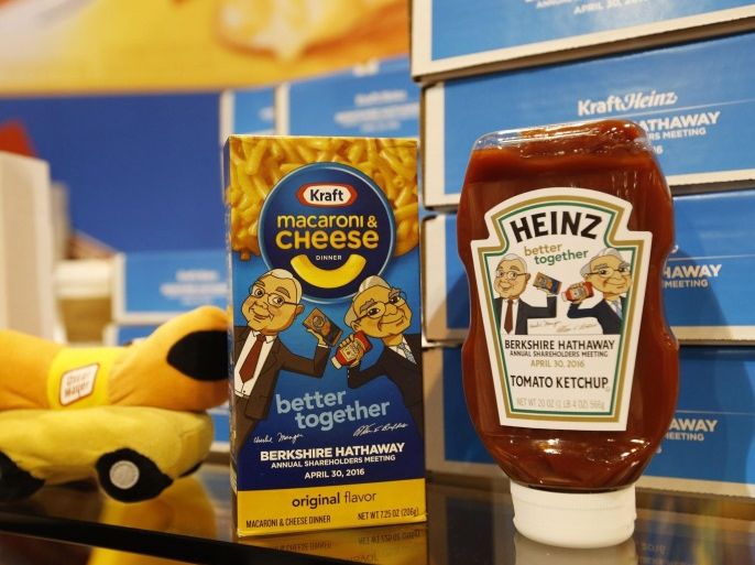 Commemorative items for sale are on display at the Kraft Heinz booth during the Berkshire Hathaway Annual Shareholders Meeting at the CenturyLink Center in Omaha, Nebraska, U.S. April 30, 2016. REUTERS/Ryan Henriksen