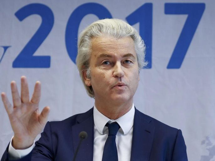 Netherlands' Party for Freedom (PVV) leader Geert Wilders arrives for a news conference after a European far-right leaders meeting in Koblenz, Germany, January 21, 2017. REUTERS/Wolfgang Rattay