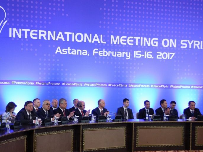 Participants of Syria peace talks attend a meeting in Astana, Kazakhstan February 16, 2017. REUTERS/Mukhtor Kholdorbekov
