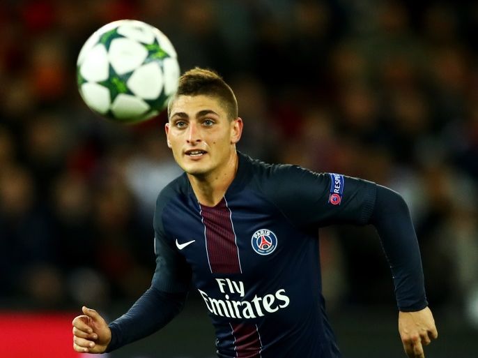 PARIS, FRANCE - OCTOBER 19: Marco Verratti of PSG in action during the Group A, UEFA Champions League match between Paris Saint-Germain Football Club and Fussball Club Basel 1893 at Parc des Princes on October 19, 2016 in Paris, France. (Photo by Dean Mouhtaropoulos/Getty Images)