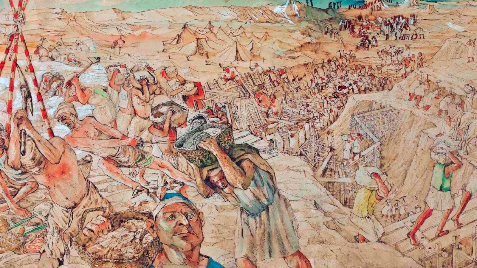 لوحة تكريم عمال قناة السويس  عبد الهادي الجزار - 1965
