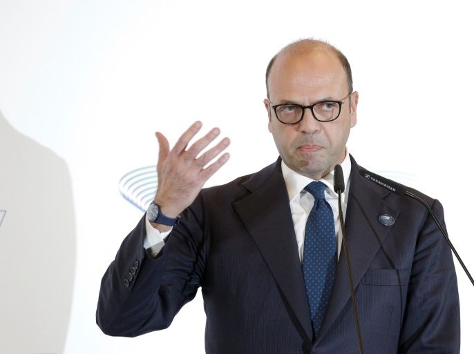 Italy's Foreign Minister Angelino Alfano talks during a news conference at the end of a G7 for foreign ministers in Lucca, Italy April 11, 2017. REUTERS/Max Rossi