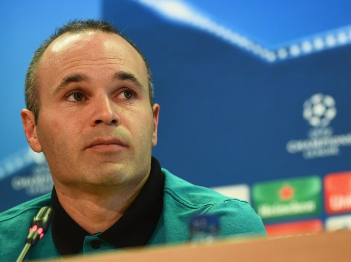 BARCELONA, SPAIN - APRIL 18: Andres Iniesta of Barcelona looks on during a FC Barcelona press conference on the eve of their UEFA Champions League quarter final second leg match against Juventus at FC Barcelona Sports Centre on April 18, 2017 in Barcelona, Spain. (Photo by David Ramos/Getty Images)