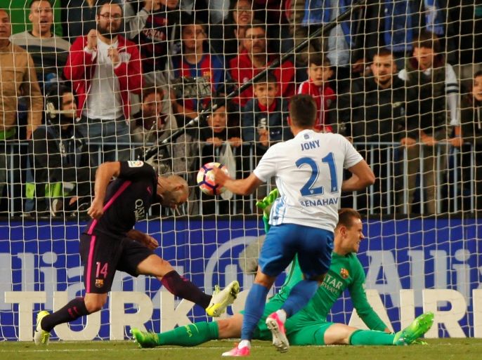 Football Soccer - Malaga v Barcelona- Spanish La Liga Santander - La Rosaleda Stadium, Malaga, Spain - 8/4/17 - Malaga's Jonathan Rodriguez