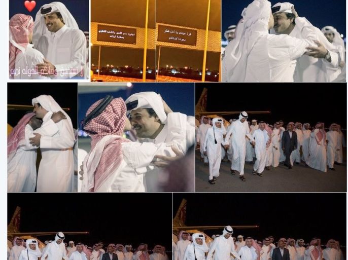 صور تداولها رواد موقع تويتر لاستقبال أمير قطر للمخطوفين القطريين بالعراق