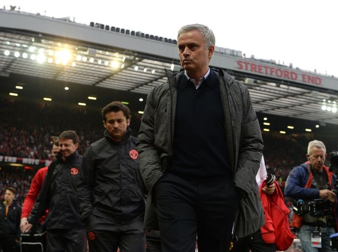 MANCHESTER, ENGLAND - MAY 11: Jose Mourinho, Manager of Manchester United looks on prior to the UEFA Europa League, semi final second leg match, between Manchester United and Celta Vigo at Old Trafford on May 11, 2017 in Manchester, United Kingdom. (Photo by Gareth Copley/Getty Images)