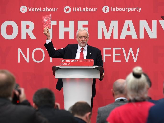 BRADFORD, ENGLAND - MAY 16: Leader of the Labour Party Jeremy Corbyn launches the Labour Party Election Manifesto, at Bradford University on May 16, 2017 in Bradford, England. Britain will vote in a general election on June 8. (Photo by Leon Neal/Getty Images)