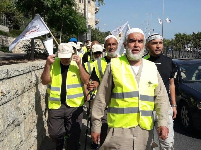الشيخ رائد صلاح في مسيرة الأقصى مسؤوليتي الراجلة نحو الأقصى مايو 2017