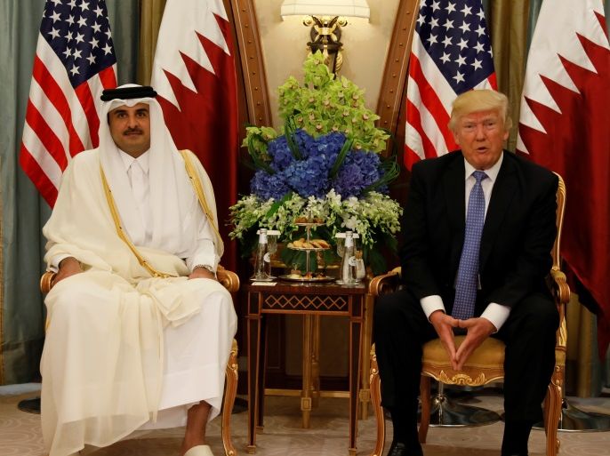 Qatar’s Emir Sheikh Tamim Bin Hamad Al-Thani meets with U.S. President Donald Trump in Riyadh, Saudi Arabia, May 21, 2017. REUTERS/Jonathan Ernst