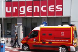 An ambulance arrives outside the emergency entrance of the Pasteur 2 Hospital, days after an attack by a driver of a heavy truck who ran into a crowd on the Promenade des Anglais on Bastille Day that killed scores and injured as many in Nice, France, July 17, 2016. REUTERS/Eric Gaillard
