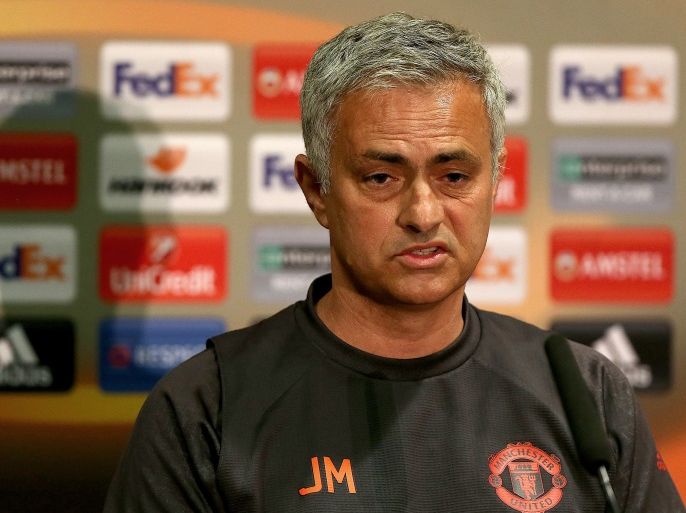 epa05955313 Manchester United's Jose Mourinho speaks to media during a press conference at Old Trafford in Manchester, Britain, 10 May 2017. Manchester United will face Celta Vigo in the UEFA Europa League semi final, second leg soccer match at Old Tafford on 11 May 2017. EPA/NIGEL RODDIS