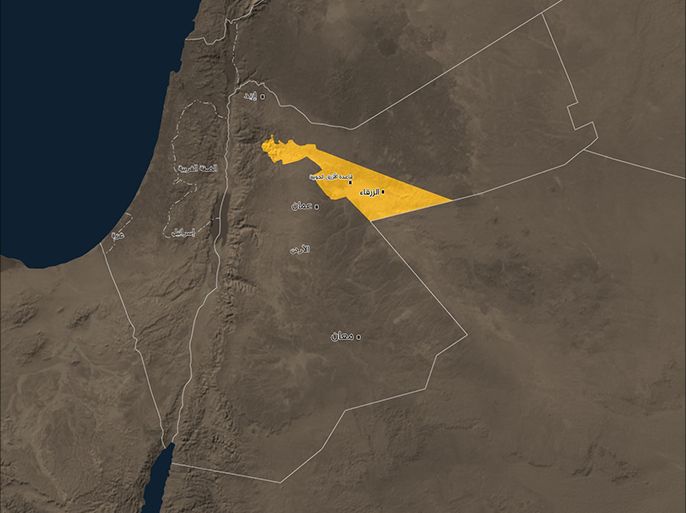 خارطة توضح قاعدة الأرزق في الأردن