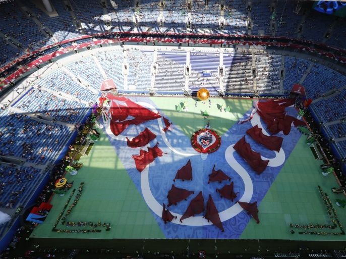 Soccer Football - FIFA Confederations Cup Russia 2017 - Opening ceremony - Saint Petersburg Stadium, Saint Petersburg, Russia - June 17, 2017 Artists perform during the opening ceremony ahead of the FIFA Confederations Cup.