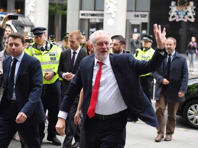 LONDON, ENGLAND - JUNE 09: Labour Leader Jeremy Corbyn arrives at Labour Headquarters on June 9, 2017 in London, England. After a snap election was called by Prime Minister Theresa May the United Kingdom went to the polls yesterday. The closely fought election has failed to return a clear overall majority winner and a hung parliament has been declared. (Photo by Chris J Ratcliffe/Getty Images)