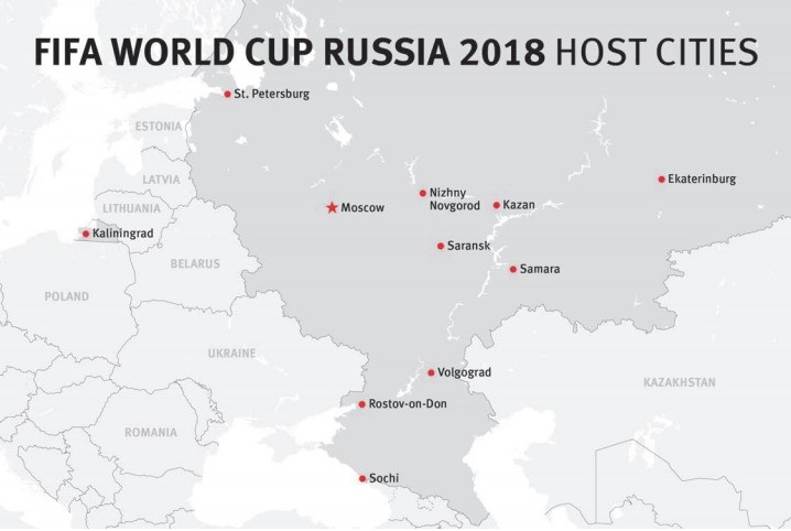 
المدن المضيفة لكأس العالم 2018 في روسيا
