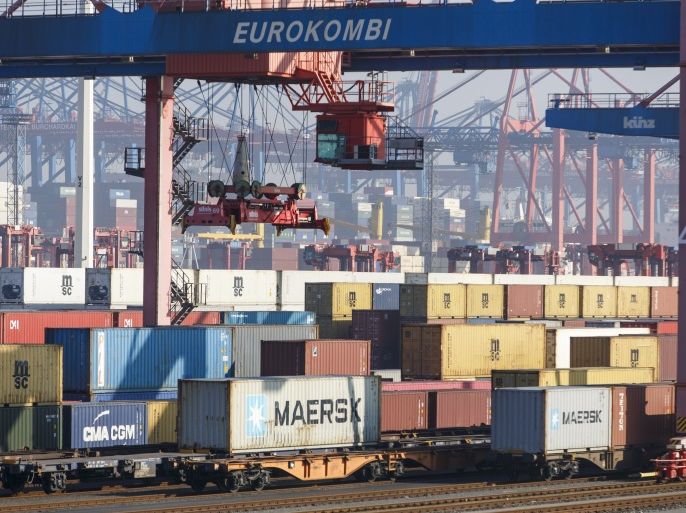 HAMBURG, GERMANY - FEBRUARY 15: Shipping containers stand in rows in one of the many port facilities on February 15, 2017 in Hamburg, Germany. According to recent statistics German exports climbed by 1.2 percent in 2016 to EUR 1.2 trillion, giving Germany a EUR 253 billion trade surplus. The new U.S. administration of President Donald Trump has criticized the surplus, claiming that Germany's economic success is buoyed by a weak Euro, and has threatened counter-measures including tariffs that many in Germany fear could lead to a trade war. (Photo by Morris MacMatzen/Getty Images)