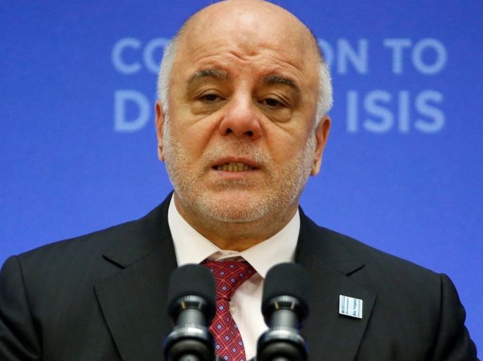 Iraqi Prime Minister Haider al-Abadi delivers remarks at the morning ministerial plenary for the Global Coalition working to Defeat ISIS at the State Department in Washington, U.S., March 22, 2017. REUTERS/Joshua Roberts