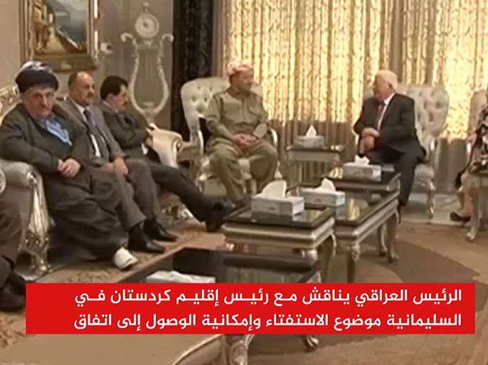 الرئيس العراقي يلتقي مع رئيس إقليم كردستان مسعود الرزاني