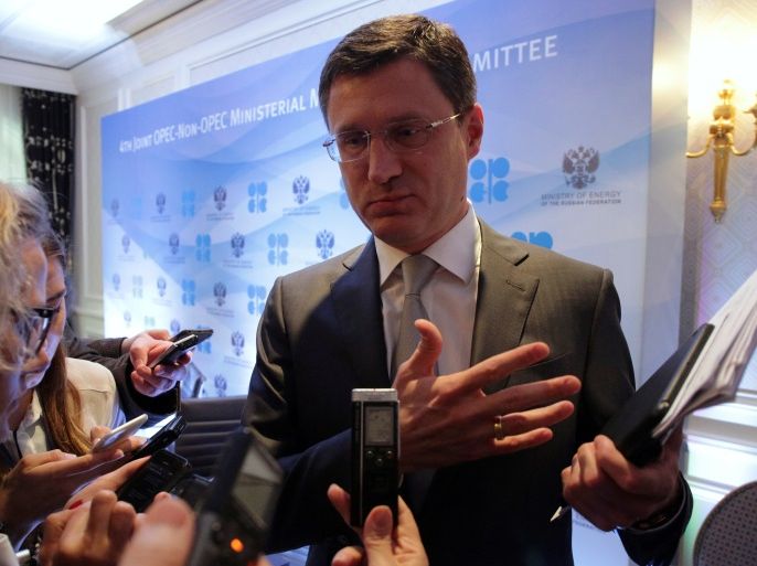 Russian Energy Minister Alexander Novak speaks to journalists after a news conference of the 4th OPEC-Non-OPEC Ministerial Monitoring Commettee in St. Petersburg, Russia, July 24, 2017. REUTERS/Anton Vaganov