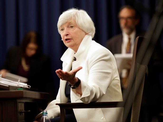 Federal Reserve Chairman Janet Yellen speaks during a news conference after a two-day Federal Open Markets Committee (FOMC) policy meeting in Washington, U.S., September 20, 2017. REUTERS/Joshua Roberts