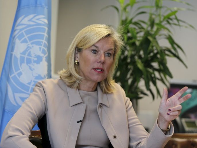 United Nations Special Coordinator for Lebanon Sigrid Kaag speaks during interview with Reuters at her office in Beirut, February 3, 2016. Lebanon has weathered five years of Middle Eastern turmoil remarkably well but its stability should not be taken for granted and it needs long-term financial help to cope with a huge number of Syrian refugees, a senior U.N. official said. U.N. Special Coordinator for Lebanon Sigrid Kaag, speaking before a Syria donors' conference in London, said on Wednesday that the refugee crisis must be recognised as long-term and the response must move beyond meeting humanitarian needs. To match MIDEAST-CRISIS/LEBANON REUTERS/Mohamed Azakir