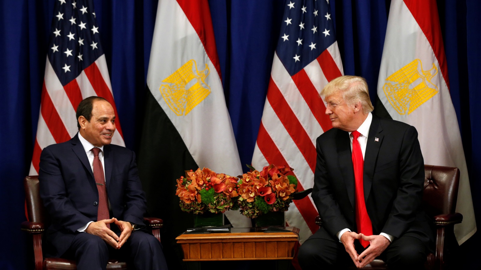 لقاء الرئيس الأميركي دونالد ترمب بالرئيس المصري عبد الفتاح السيسي على هامش اجتماع الجمعية العامة للأمم المتحدة الشهر الماضي (رويترز)