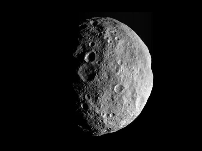 This image is from the last sequence of images NASA Dawn spacecraft obtained of the giant asteroid Vesta