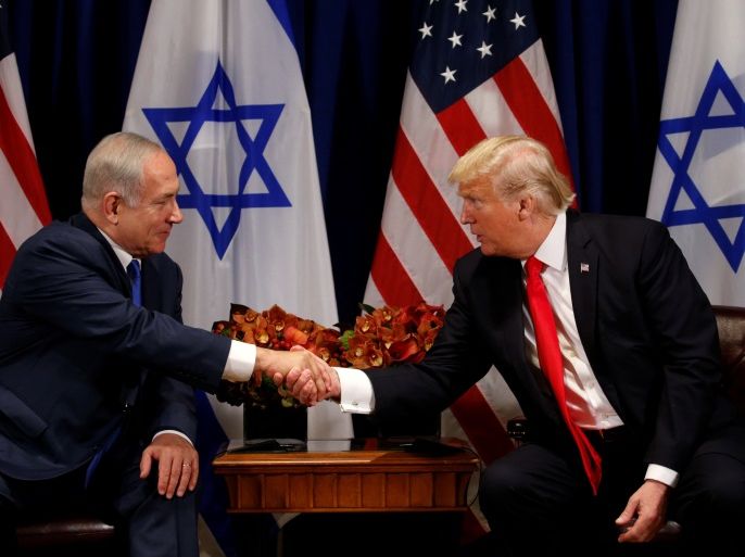 U.S. President Donald Trump meets with Israeli Prime Minister Benjamin Netanyahu in New York, U.S., September 18, 2017. REUTERS/Kevin Lamarque