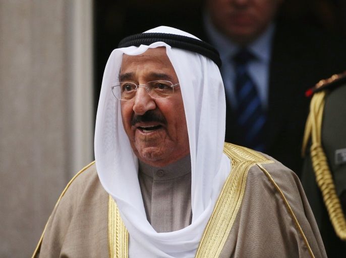 LONDON, ENGLAND - NOVEMBER 28: His Highness the Amir Sheikh Sabah Al-Ahmad Al-Jaber Al-Sabah of Kuwait leaves Number 10 Downing Street after meeting with British Prime Minister David Cameron on November 28, 2012 in London, England. The Amir of Kuwait is conducting three-day state visit to the UK;following his meeting with Prime Minister David Cameron in Downing Street he will attend a Banquet at the Guildhall. (Photo by Oli Scarff/Getty Images)