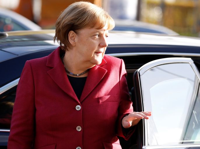 German Chancellor Angela Merkel of the Christian Democratic Union (CDU) arrives at Christian Democratic Union (CDU) headquarters in Berlin, Germany, November 17, 2017. REUTERS/Axel Schmidt