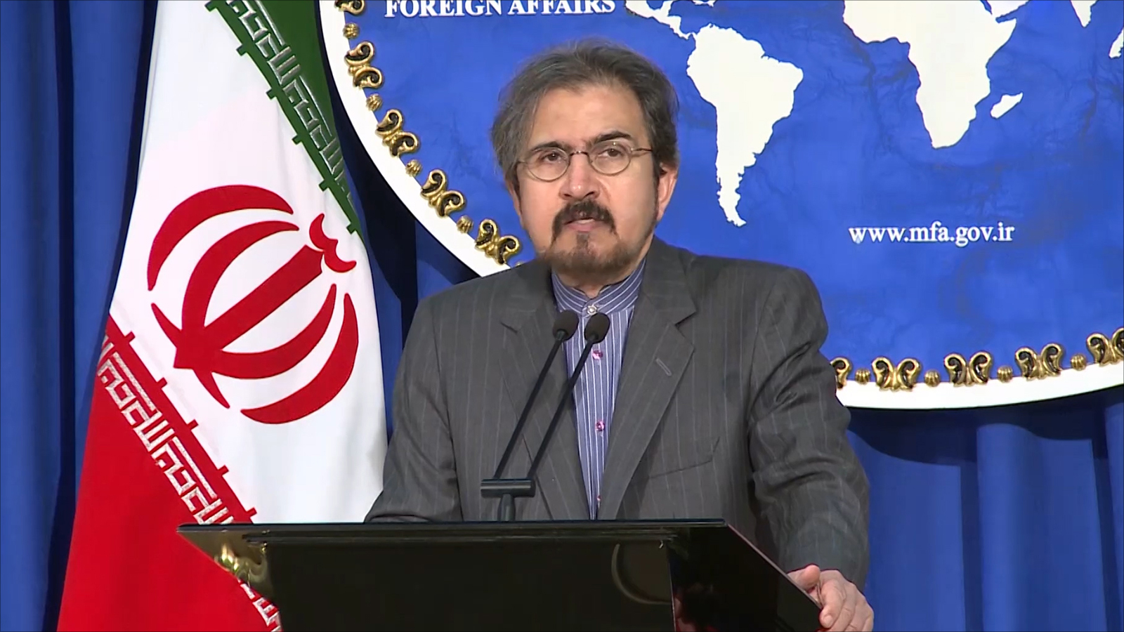 صرّح بهرام قاسمي -المتحدث باسم وزارة الخارجية الإيرانية- يوم الاثنين الماضي بأن تصريحات بومبيو تشير إلى 